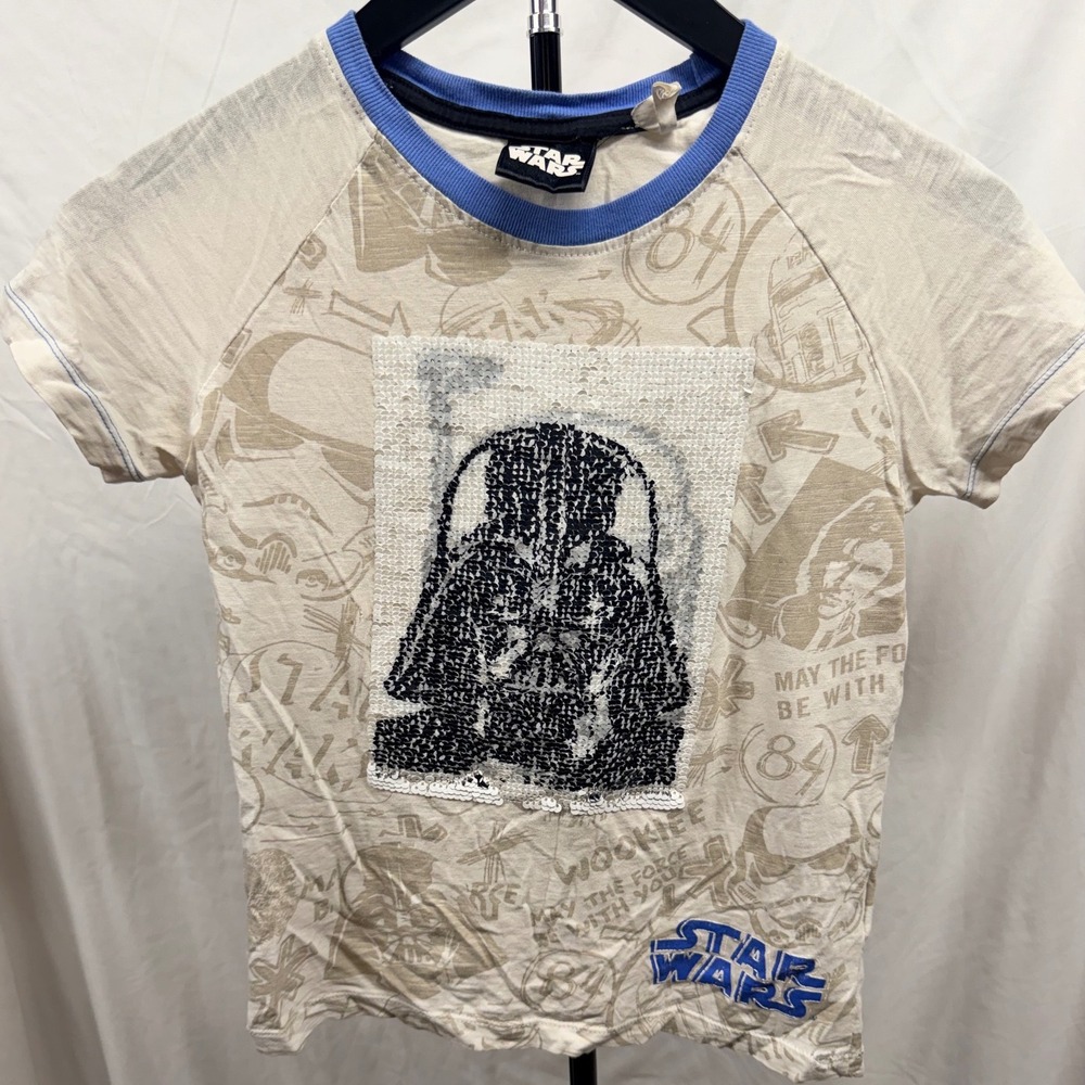 Desigual Kids Star Wars Reversible Sequin Boba Fett/Darth Vader T-Shirt Sz 7/8